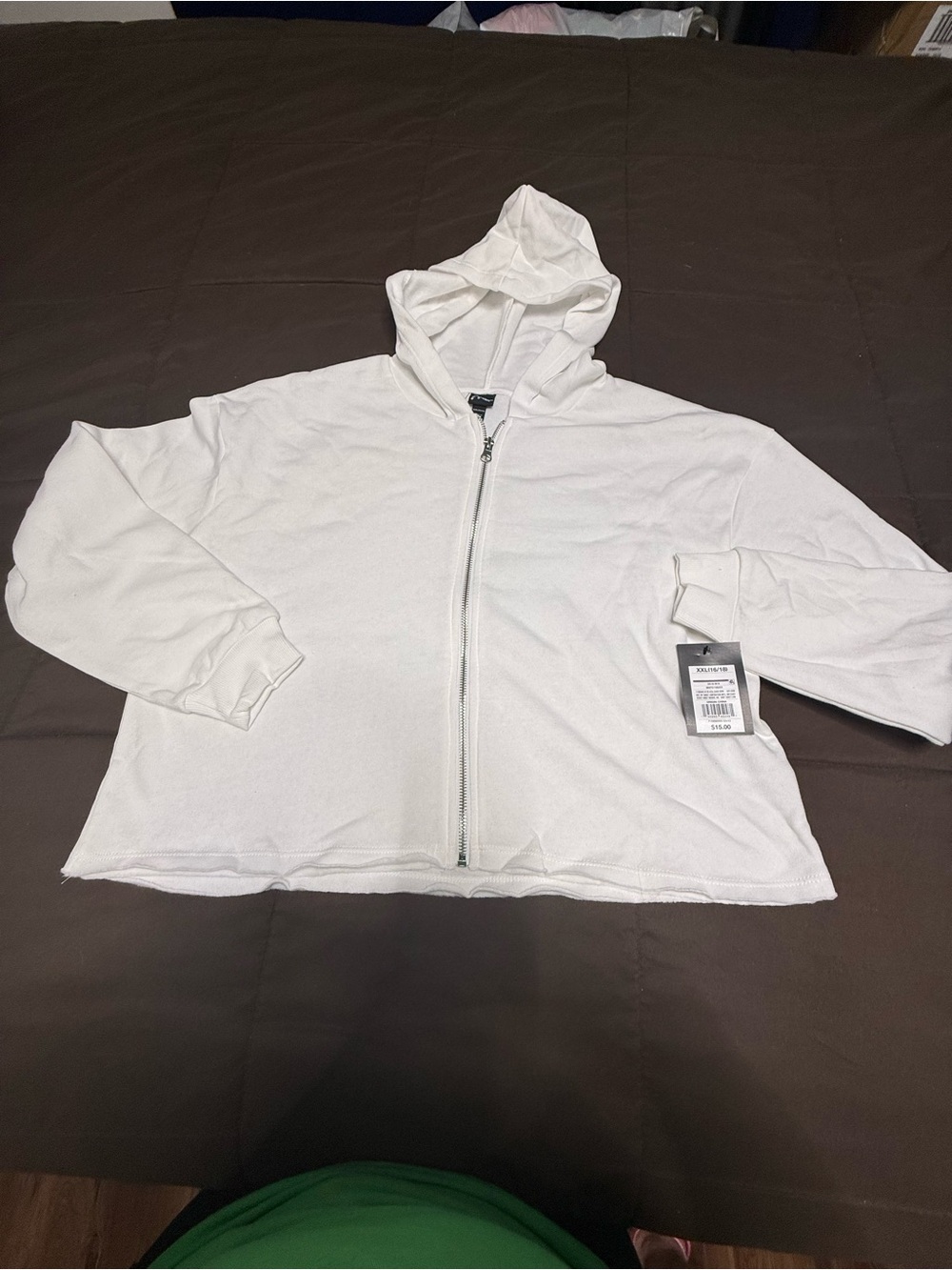 Target White Zip-Up Hooded Bomber Jacket